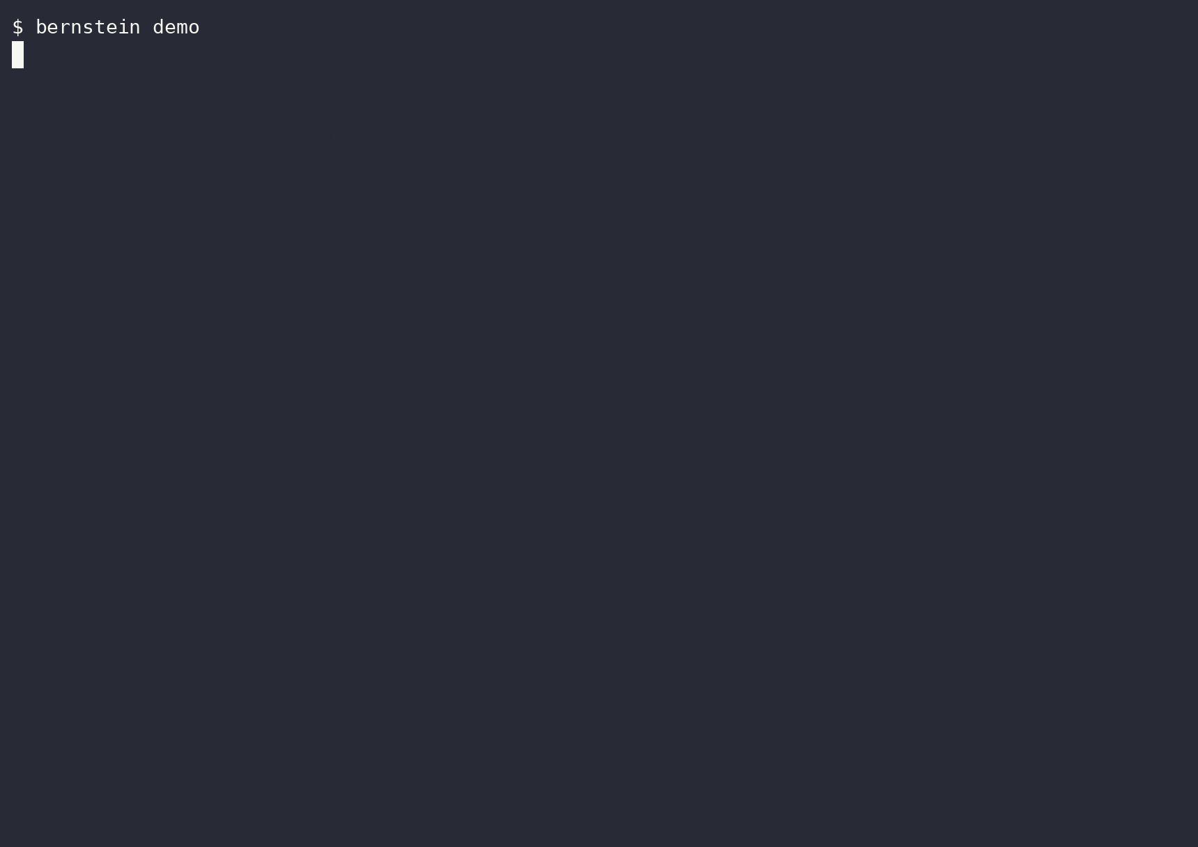 A real bernstein demo run - mock agents fix four seeded bugs, ending on the run's signed receipt verifying offline